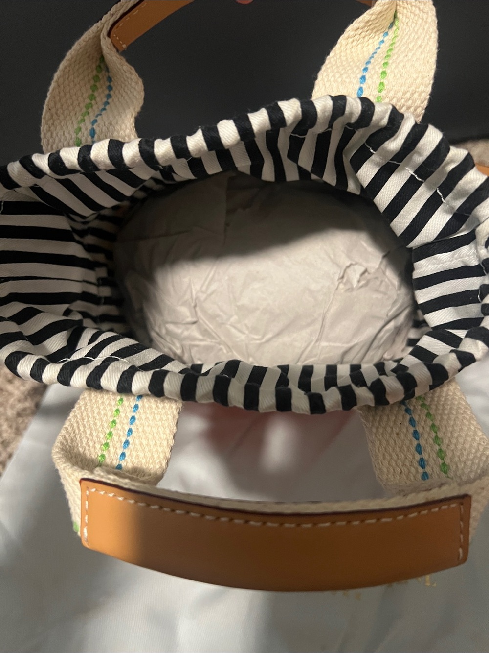 NWT Frances Valentine Cream and Orange Canvas Bucket Crossbody Bag - Picture 6 of 9